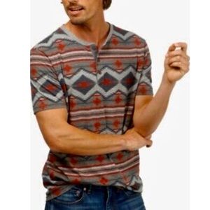 Lucky Brand Men’s Short Sleeved Henley - Aztec Print